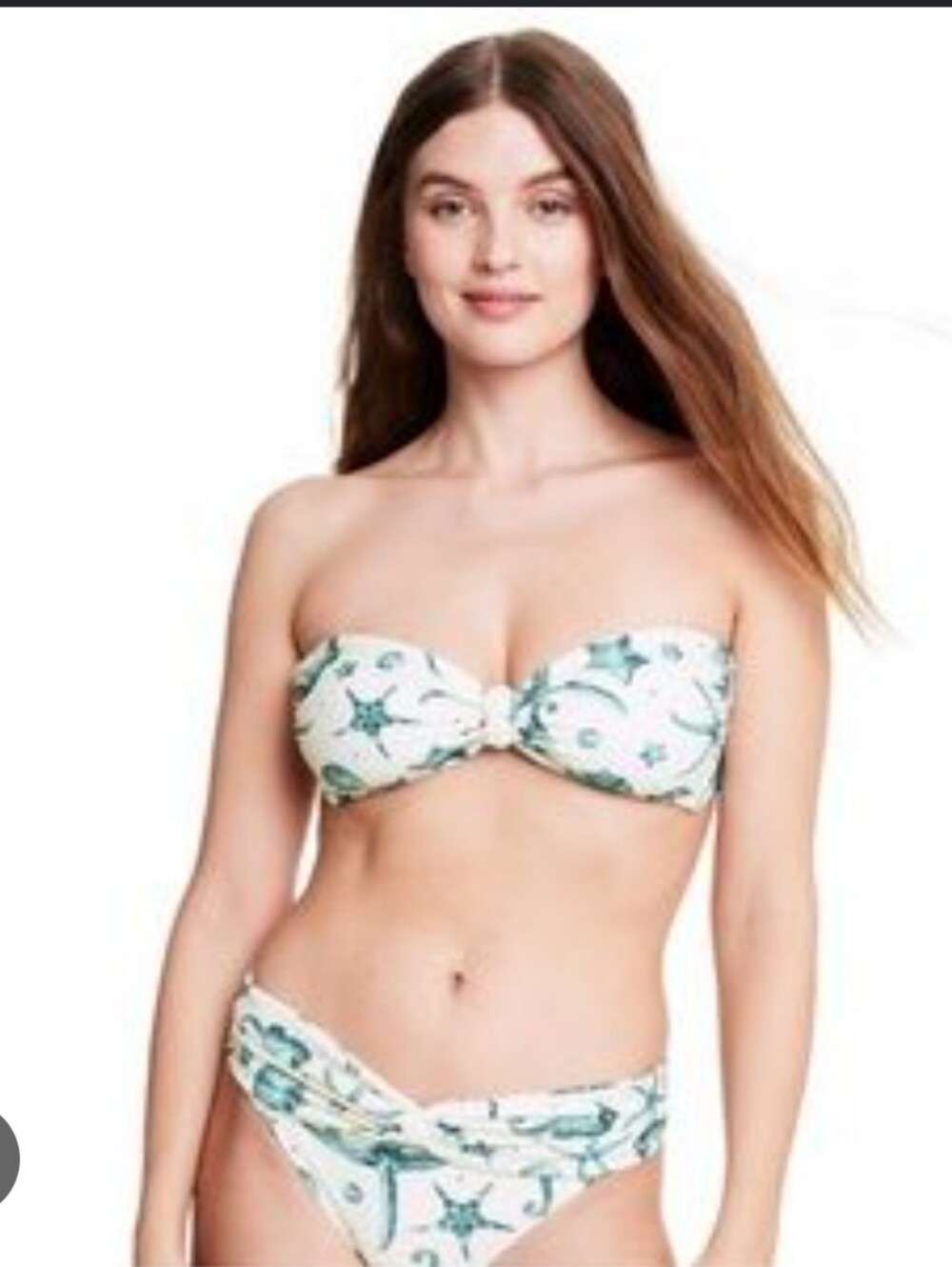 🚨 AGUA by Agua Bendita White Bikini with Green Starfish Print